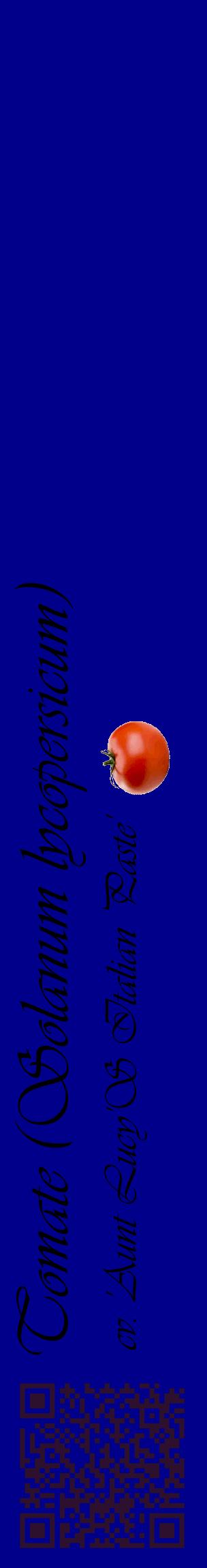 Étiquette de : Solanum lycopersicum cv. 'Aunt Lucy'S Italian Paste' - format c - style noire7_basiqueviv avec qrcode et comestibilité simplifiée
