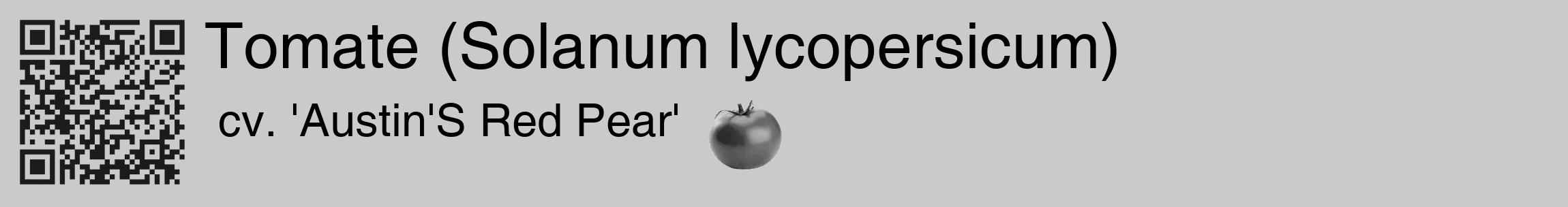 Étiquette de : Solanum lycopersicum cv. 'Austin'S Red Pear' - format c - style noire21basique_basique_basiquehel avec qrcode et comestibilité simplifiée