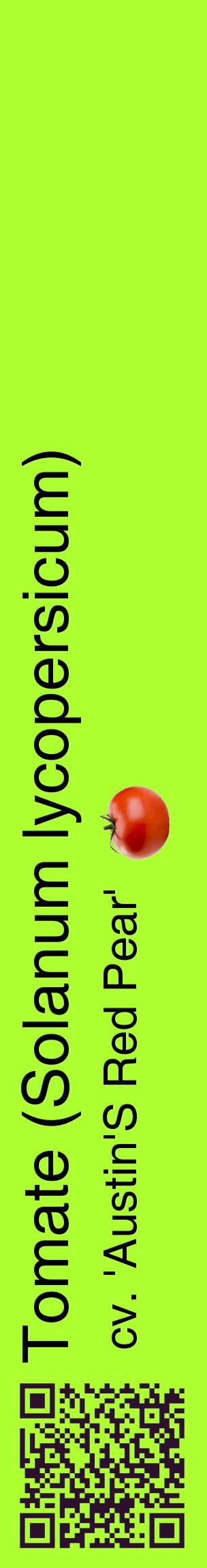 Étiquette de : Solanum lycopersicum cv. 'Austin'S Red Pear' - format c - style noire17_basiquehel avec qrcode et comestibilité simplifiée