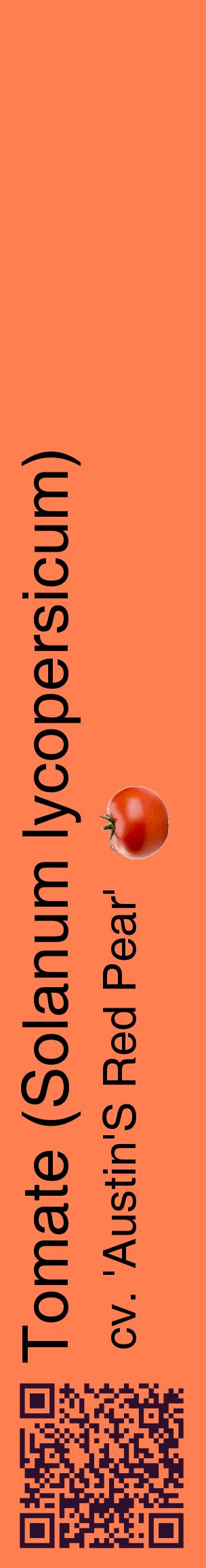Étiquette de : Solanum lycopersicum cv. 'Austin'S Red Pear' - format c - style noire24_basiquehel avec qrcode et comestibilité simplifiée