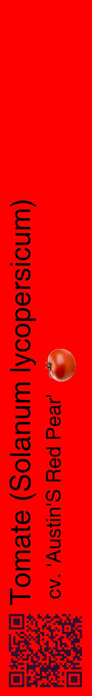Étiquette de : Solanum lycopersicum cv. 'Austin'S Red Pear' - format c - style noire27_basiquehel avec qrcode et comestibilité simplifiée