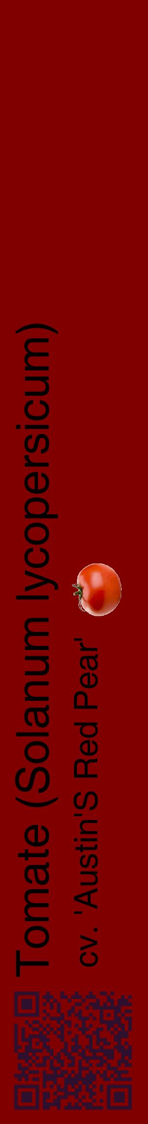 Étiquette de : Solanum lycopersicum cv. 'Austin'S Red Pear' - format c - style noire29_basiquehel avec qrcode et comestibilité simplifiée