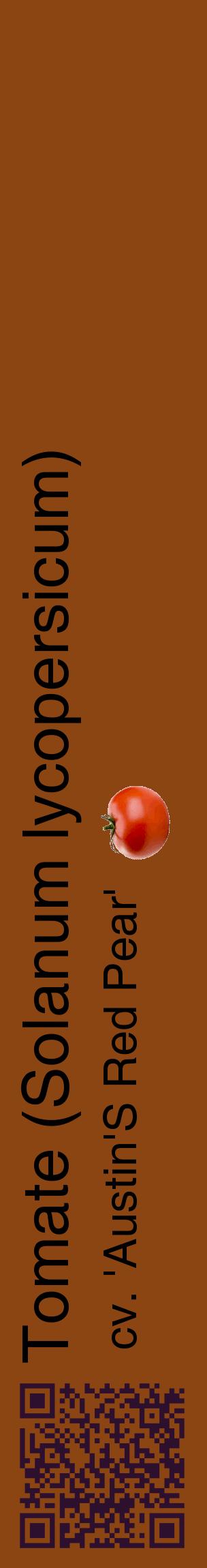 Étiquette de : Solanum lycopersicum cv. 'Austin'S Red Pear' - format c - style noire30_basiquehel avec qrcode et comestibilité simplifiée