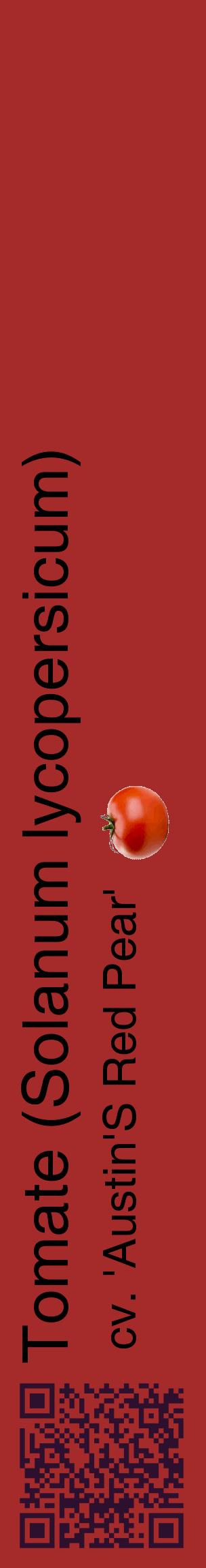 Étiquette de : Solanum lycopersicum cv. 'Austin'S Red Pear' - format c - style noire33_basiquehel avec qrcode et comestibilité simplifiée