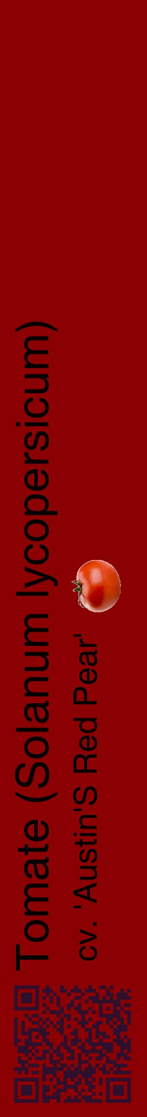 Étiquette de : Solanum lycopersicum cv. 'Austin'S Red Pear' - format c - style noire34_basiquehel avec qrcode et comestibilité simplifiée