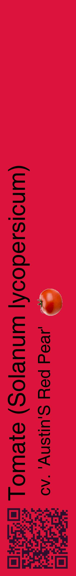Étiquette de : Solanum lycopersicum cv. 'Austin'S Red Pear' - format c - style noire36_basiquehel avec qrcode et comestibilité simplifiée