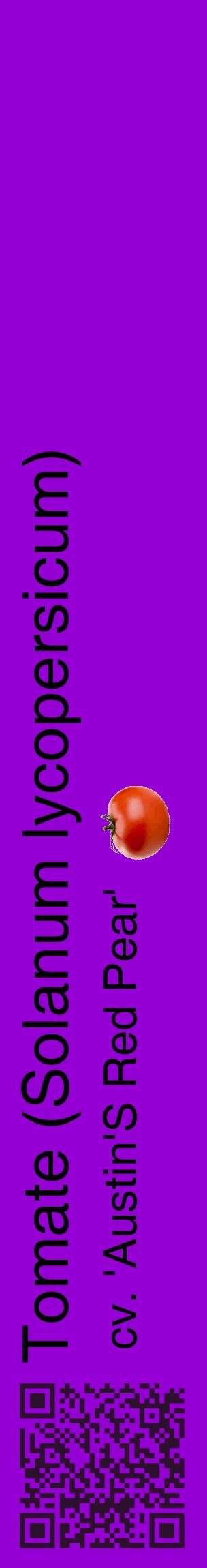 Étiquette de : Solanum lycopersicum cv. 'Austin'S Red Pear' - format c - style noire48_basiquehel avec qrcode et comestibilité simplifiée