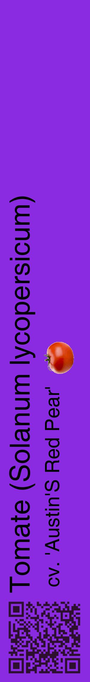 Étiquette de : Solanum lycopersicum cv. 'Austin'S Red Pear' - format c - style noire49_basiquehel avec qrcode et comestibilité simplifiée