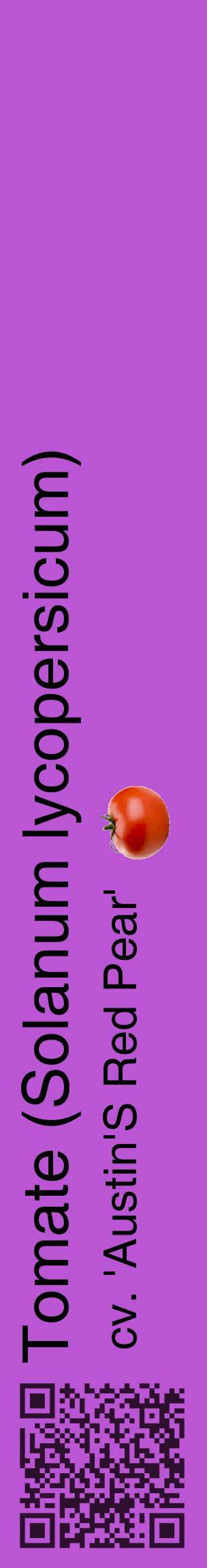 Étiquette de : Solanum lycopersicum cv. 'Austin'S Red Pear' - format c - style noire50_basiquehel avec qrcode et comestibilité simplifiée