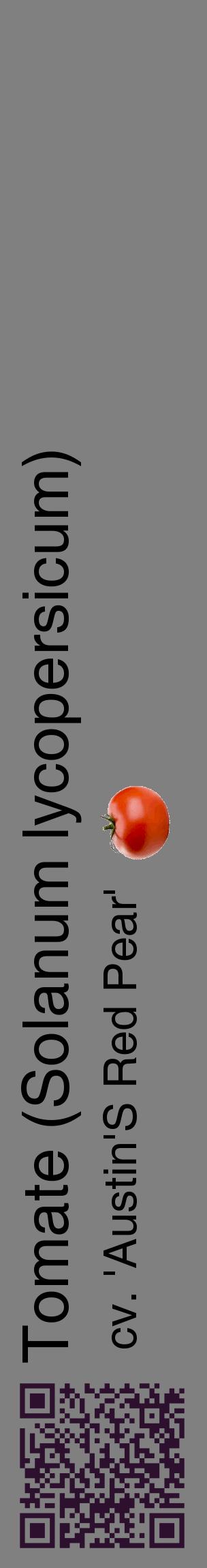 Étiquette de : Solanum lycopersicum cv. 'Austin'S Red Pear' - format c - style noire57_basiquehel avec qrcode et comestibilité simplifiée