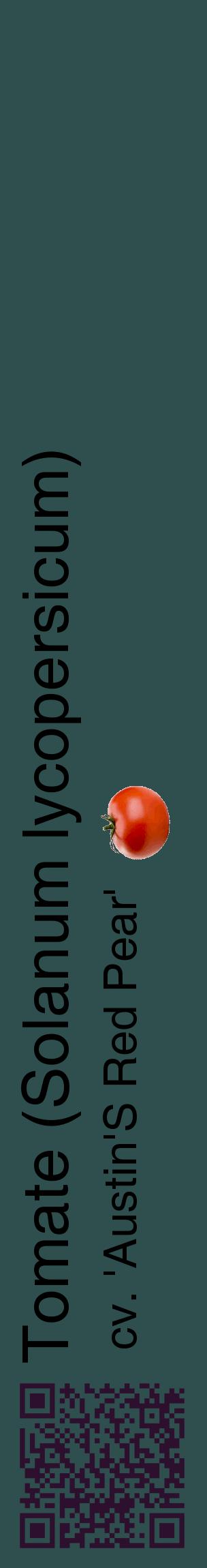Étiquette de : Solanum lycopersicum cv. 'Austin'S Red Pear' - format c - style noire58_basiquehel avec qrcode et comestibilité simplifiée