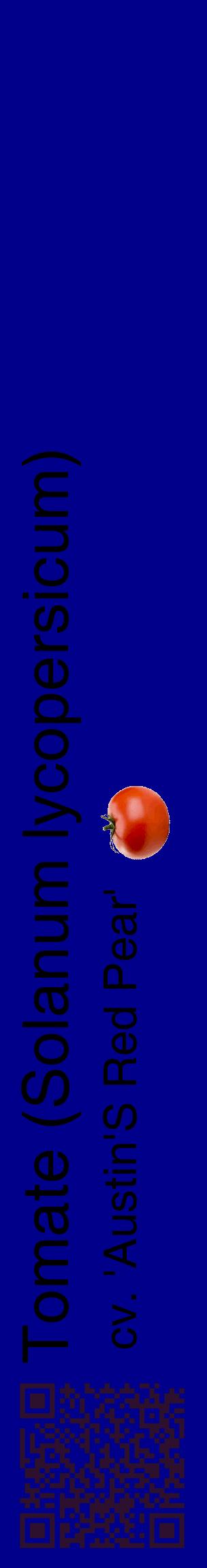 Étiquette de : Solanum lycopersicum cv. 'Austin'S Red Pear' - format c - style noire7_basiquehel avec qrcode et comestibilité simplifiée
