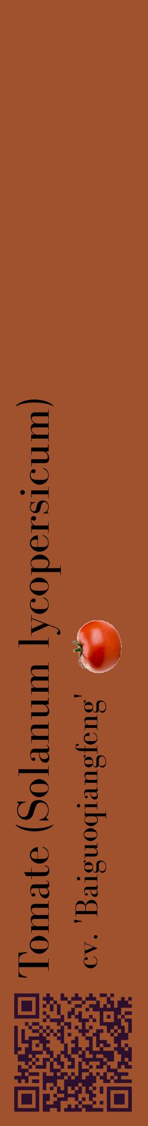 Étiquette de : Solanum lycopersicum cv. 'Baiguoqiangfeng' - format c - style noire32_basiquebod avec qrcode et comestibilité simplifiée