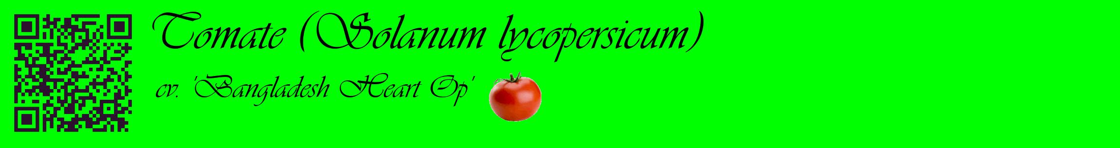 Étiquette de : Solanum lycopersicum cv. 'Bangladesh Heart Op' - format c - style noire16basique_basique_basiqueviv avec qrcode et comestibilité simplifiée