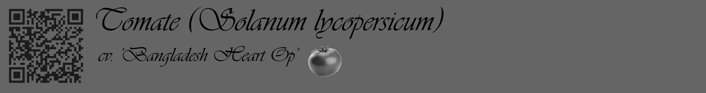 Étiquette de : Solanum lycopersicum cv. 'Bangladesh Heart Op' - format c - style noire32_basique_basiqueviv avec qrcode et comestibilité simplifiée