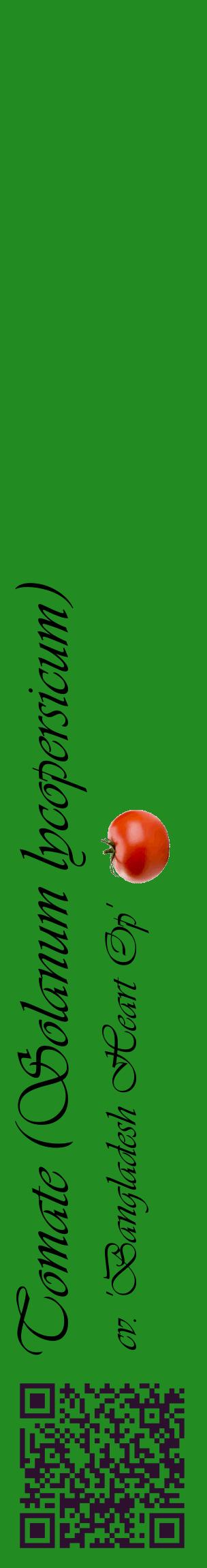 Étiquette de : Solanum lycopersicum cv. 'Bangladesh Heart Op' - format c - style noire10_basiqueviv avec qrcode et comestibilité simplifiée