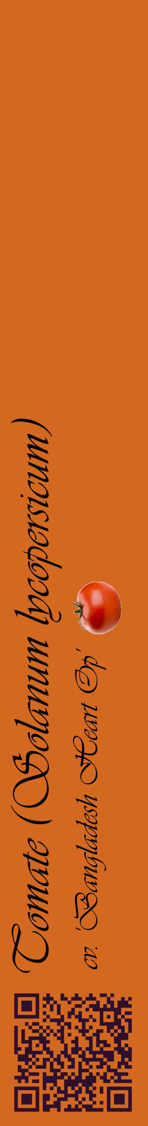 Étiquette de : Solanum lycopersicum cv. 'Bangladesh Heart Op' - format c - style noire31_basiqueviv avec qrcode et comestibilité simplifiée