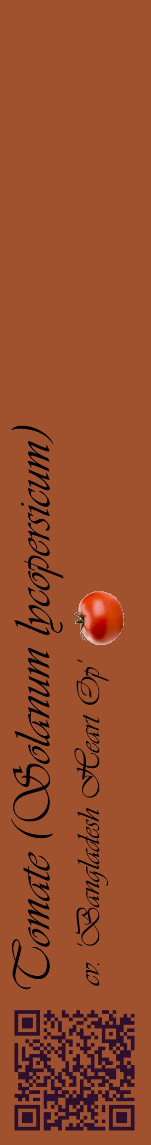 Étiquette de : Solanum lycopersicum cv. 'Bangladesh Heart Op' - format c - style noire32_basiqueviv avec qrcode et comestibilité simplifiée