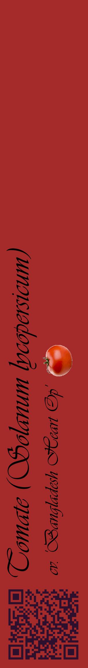 Étiquette de : Solanum lycopersicum cv. 'Bangladesh Heart Op' - format c - style noire33_basiqueviv avec qrcode et comestibilité simplifiée