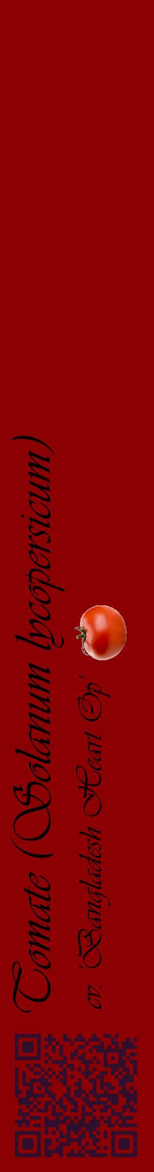 Étiquette de : Solanum lycopersicum cv. 'Bangladesh Heart Op' - format c - style noire34_basiqueviv avec qrcode et comestibilité simplifiée