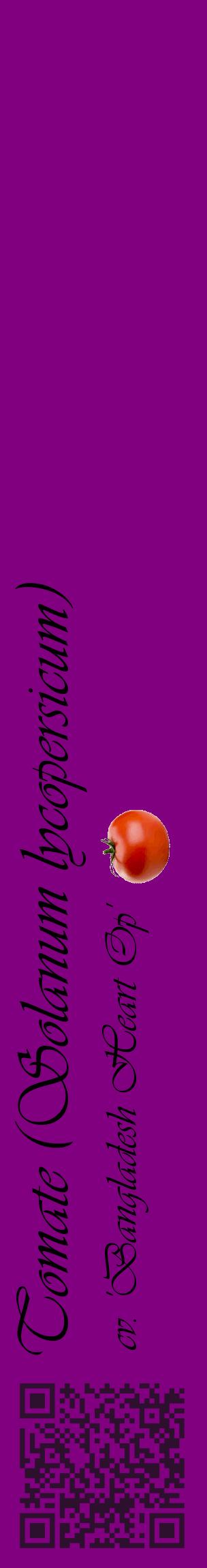 Étiquette de : Solanum lycopersicum cv. 'Bangladesh Heart Op' - format c - style noire46_basiqueviv avec qrcode et comestibilité simplifiée