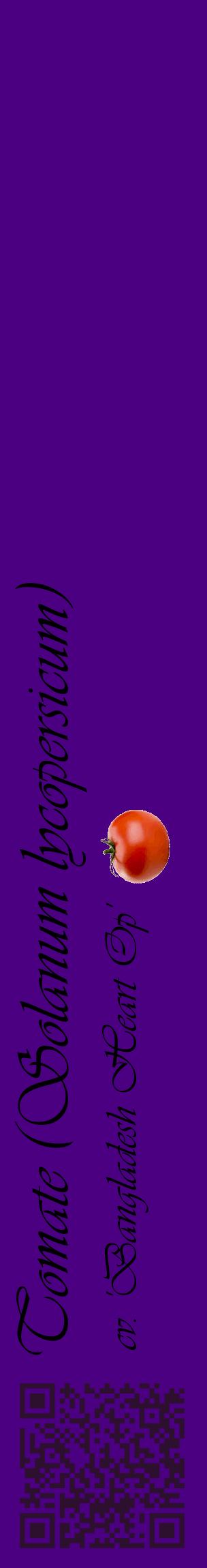Étiquette de : Solanum lycopersicum cv. 'Bangladesh Heart Op' - format c - style noire47_basiqueviv avec qrcode et comestibilité simplifiée
