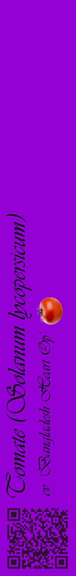 Étiquette de : Solanum lycopersicum cv. 'Bangladesh Heart Op' - format c - style noire48_basiqueviv avec qrcode et comestibilité simplifiée