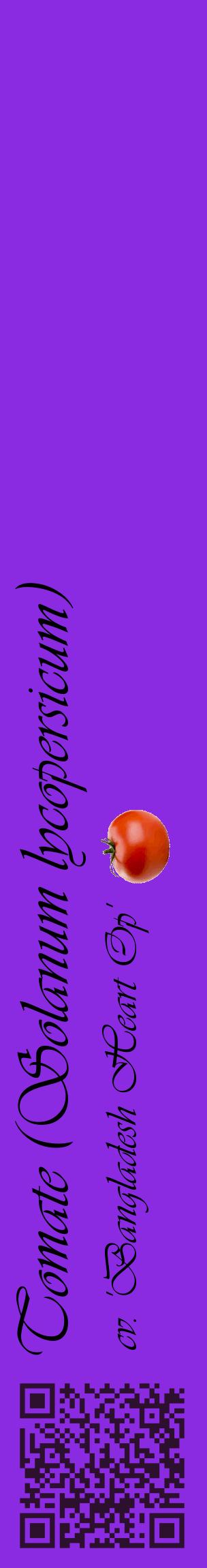 Étiquette de : Solanum lycopersicum cv. 'Bangladesh Heart Op' - format c - style noire49_basiqueviv avec qrcode et comestibilité simplifiée