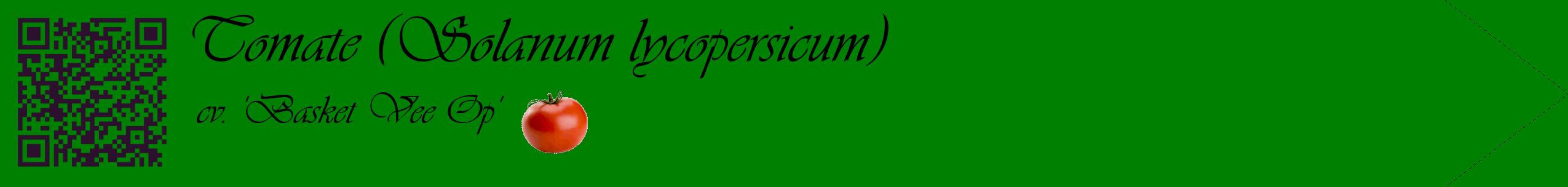 Étiquette de : Solanum lycopersicum cv. 'Basket Vee Op' - format c - style noire9simple_basique_basiqueviv avec qrcode et comestibilité simplifiée