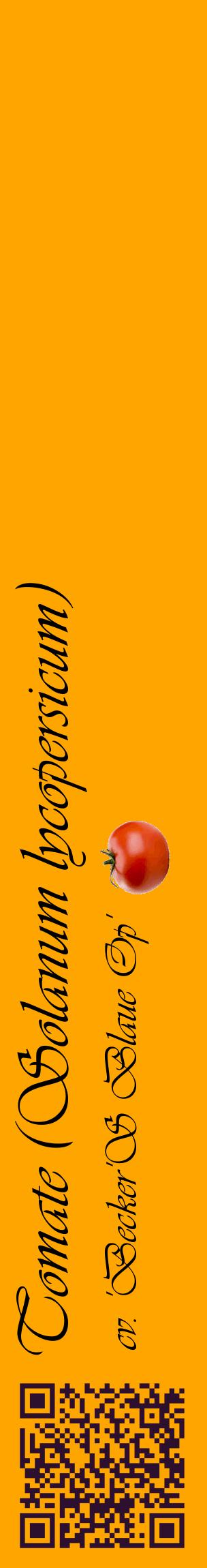 Étiquette de : Solanum lycopersicum cv. 'Becker'S Blaue Op' - format c - style noire22_basiqueviv avec qrcode et comestibilité simplifiée