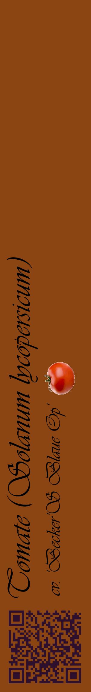 Étiquette de : Solanum lycopersicum cv. 'Becker'S Blaue Op' - format c - style noire30_basiqueviv avec qrcode et comestibilité simplifiée