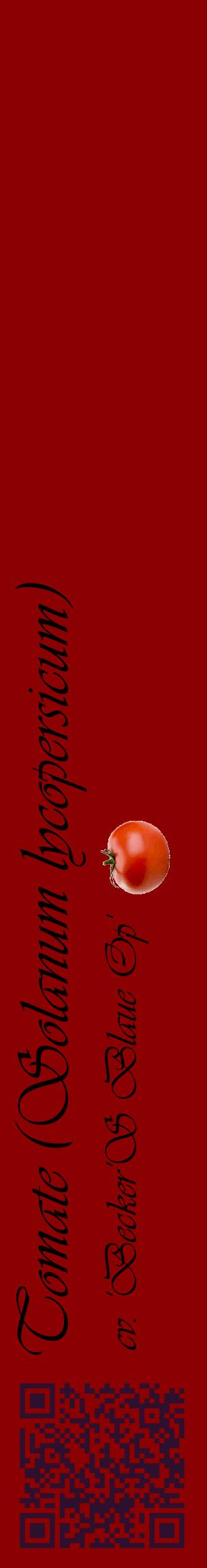 Étiquette de : Solanum lycopersicum cv. 'Becker'S Blaue Op' - format c - style noire34_basiqueviv avec qrcode et comestibilité simplifiée