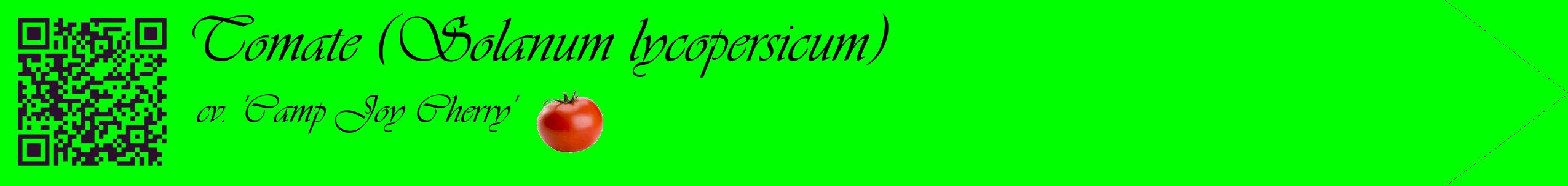 Étiquette de : Solanum lycopersicum cv. 'Camp Joy Cherry' - format c - style noire16simple_simple_simpleviv avec qrcode et comestibilité simplifiée