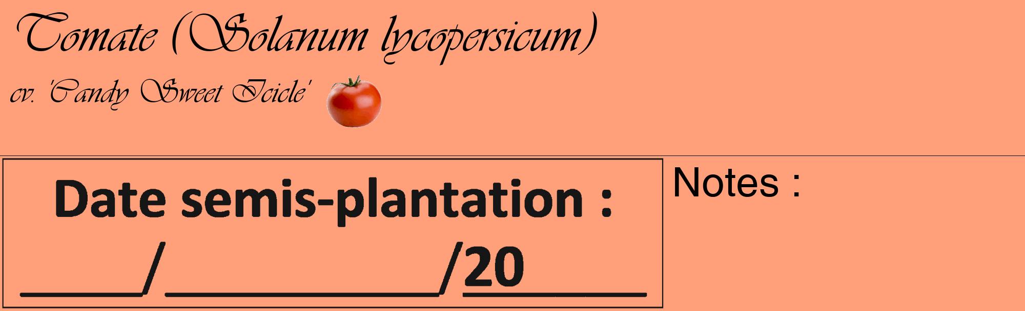 Étiquette de : Solanum lycopersicum cv. 'Candy Sweet Icicle' - format c - style noire39_basique_basiqueviv avec comestibilité simplifiée