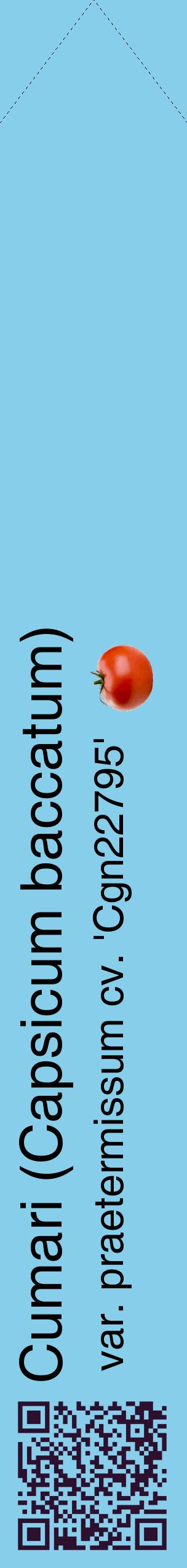 Étiquette de : Capsicum baccatum var. praetermissum cv. 'Cgn22795' - format c - style noire1_simplehel avec qrcode et comestibilité simplifiée