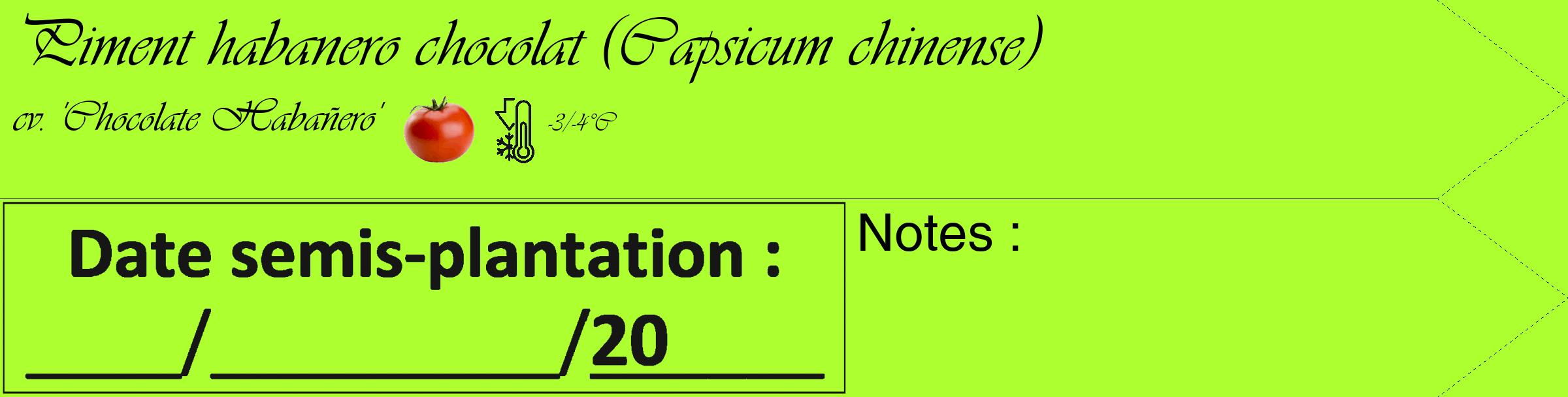 Étiquette de : Capsicum chinense cv. 'Chocolate Habañero' - format c - style noire17simple_basique_basiqueviv avec comestibilité simplifiée