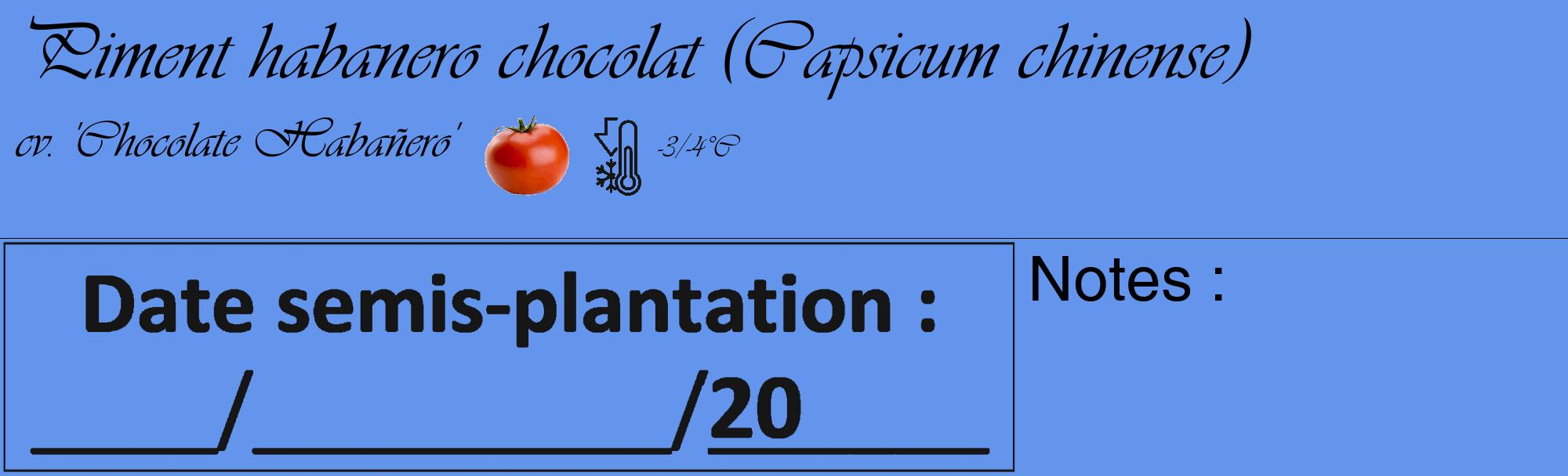 Étiquette de : Capsicum chinense cv. 'Chocolate Habañero' - format c - style noire4_basique_basiqueviv avec comestibilité simplifiée