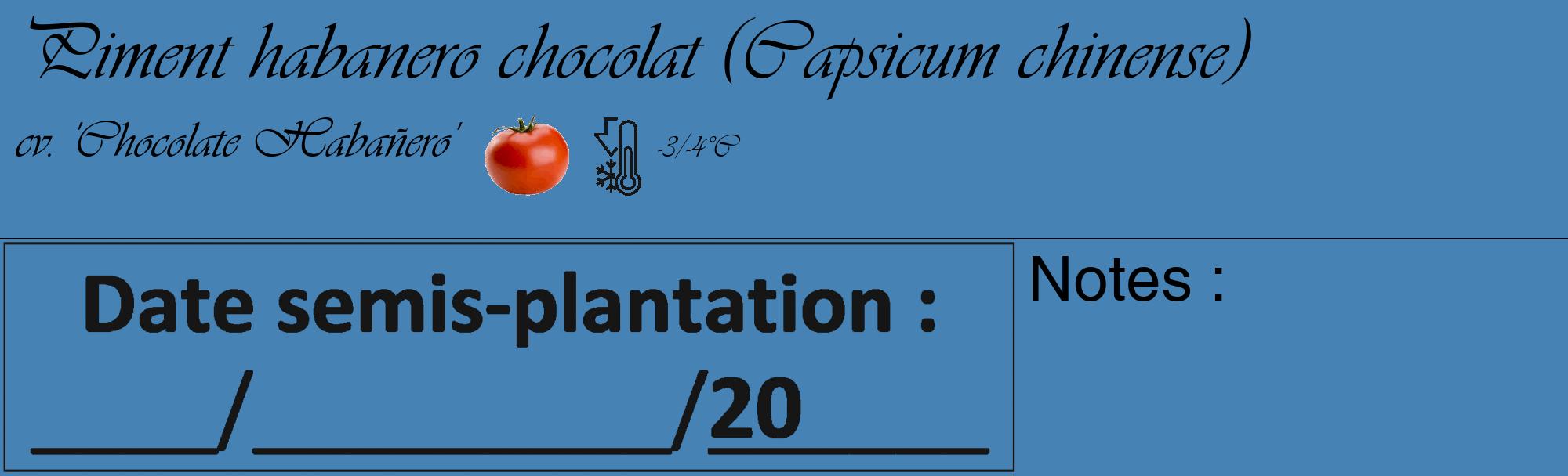 Étiquette de : Capsicum chinense cv. 'Chocolate Habañero' - format c - style noire5_basique_basiqueviv avec comestibilité simplifiée