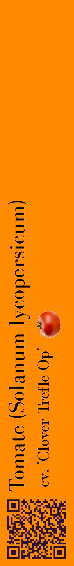 Étiquette de : Solanum lycopersicum cv. 'Clover Trefle Op' - format c - style noire23_basiquebod avec qrcode et comestibilité simplifiée