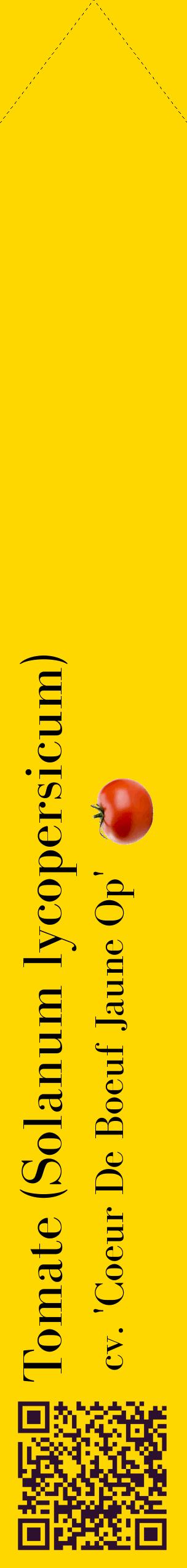 Étiquette de : Solanum lycopersicum cv. 'Coeur De Boeuf Jaune Op' - format c - style noire21_simplebod avec qrcode et comestibilité simplifiée