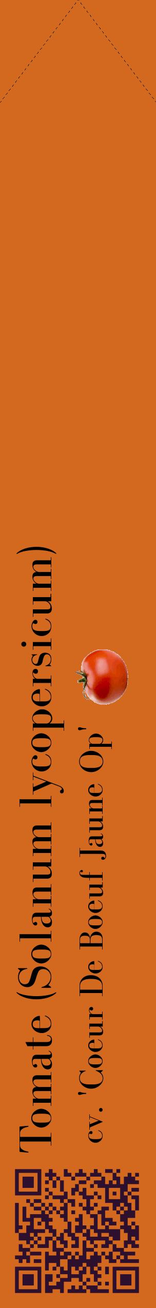Étiquette de : Solanum lycopersicum cv. 'Coeur De Boeuf Jaune Op' - format c - style noire31_simplebod avec qrcode et comestibilité simplifiée