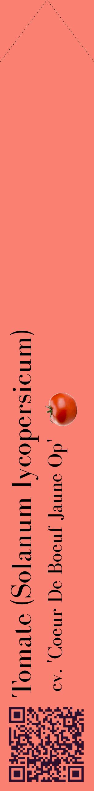Étiquette de : Solanum lycopersicum cv. 'Coeur De Boeuf Jaune Op' - format c - style noire38_simplebod avec qrcode et comestibilité simplifiée