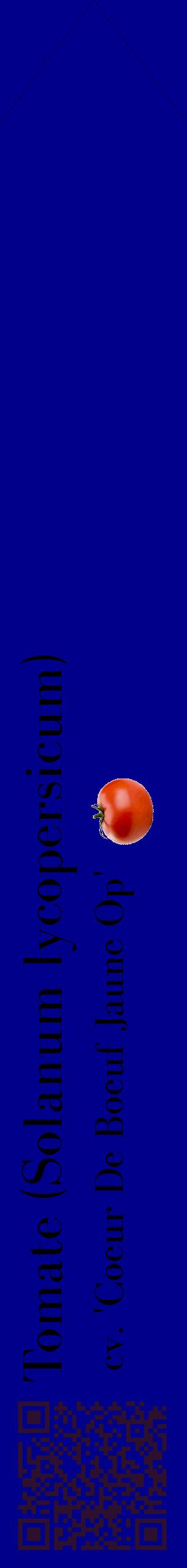Étiquette de : Solanum lycopersicum cv. 'Coeur De Boeuf Jaune Op' - format c - style noire7_simplebod avec qrcode et comestibilité simplifiée