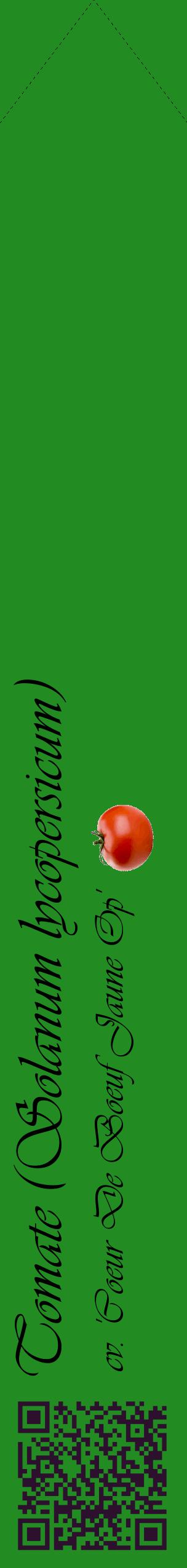 Étiquette de : Solanum lycopersicum cv. 'Coeur De Boeuf Jaune Op' - format c - style noire10_simpleviv avec qrcode et comestibilité simplifiée