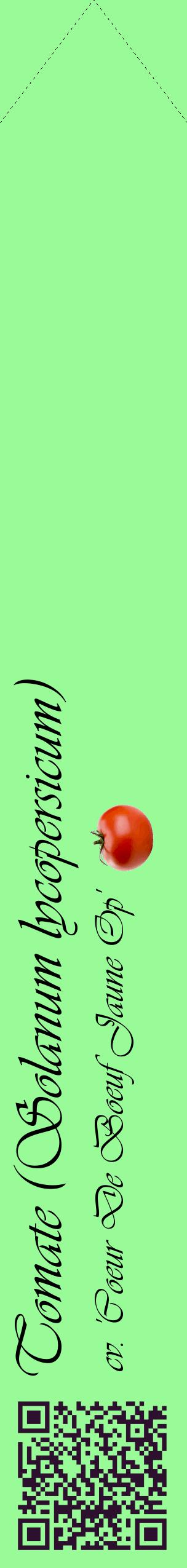 Étiquette de : Solanum lycopersicum cv. 'Coeur De Boeuf Jaune Op' - format c - style noire14_simpleviv avec qrcode et comestibilité simplifiée