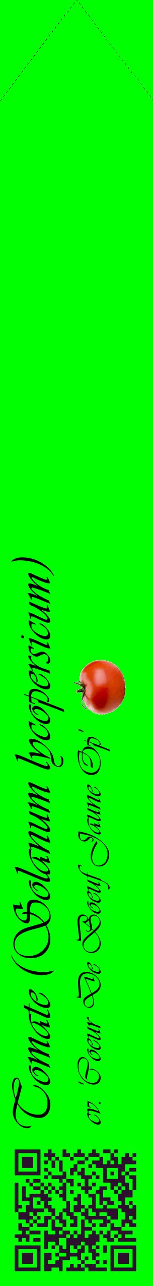 Étiquette de : Solanum lycopersicum cv. 'Coeur De Boeuf Jaune Op' - format c - style noire16_simpleviv avec qrcode et comestibilité simplifiée