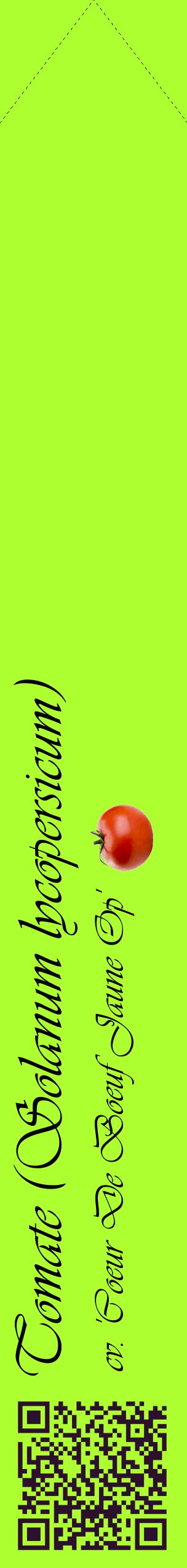 Étiquette de : Solanum lycopersicum cv. 'Coeur De Boeuf Jaune Op' - format c - style noire17_simpleviv avec qrcode et comestibilité simplifiée