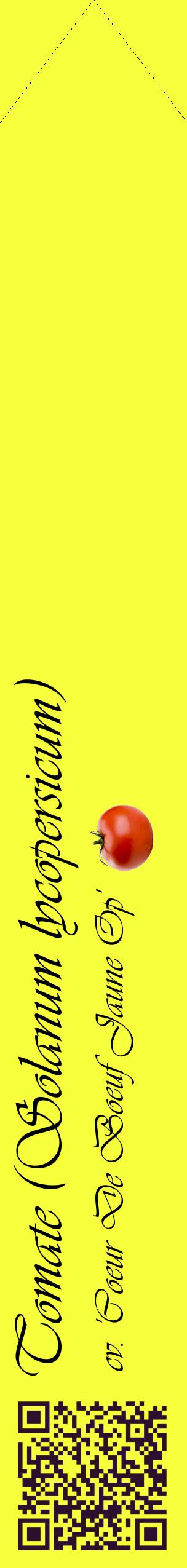Étiquette de : Solanum lycopersicum cv. 'Coeur De Boeuf Jaune Op' - format c - style noire18_simpleviv avec qrcode et comestibilité simplifiée