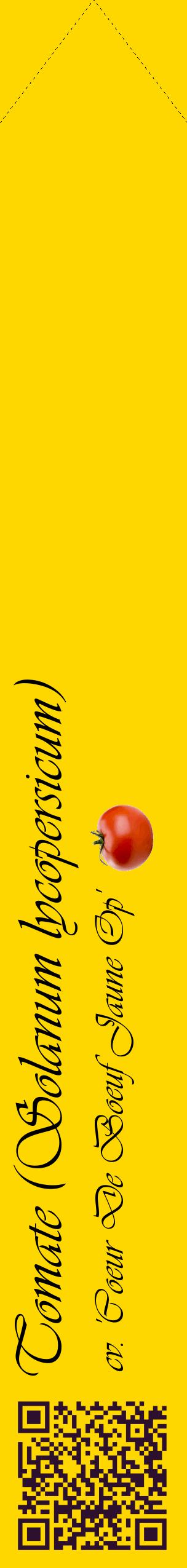 Étiquette de : Solanum lycopersicum cv. 'Coeur De Boeuf Jaune Op' - format c - style noire21_simpleviv avec qrcode et comestibilité simplifiée