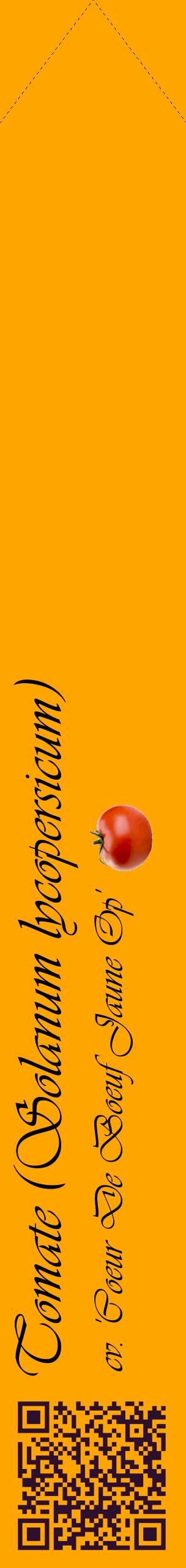 Étiquette de : Solanum lycopersicum cv. 'Coeur De Boeuf Jaune Op' - format c - style noire22_simpleviv avec qrcode et comestibilité simplifiée